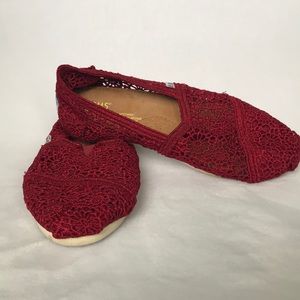 Toms Burgundy Crochet Loafers